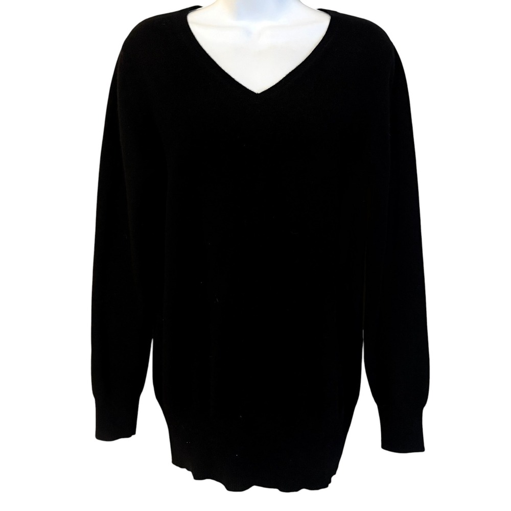 Unknown Brand Black 100% Cashmere V-Neck Long Sleeve Sweater Soft Casual Cozy